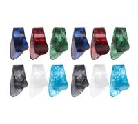 POPETPOP 12 pièces Médiators Pouce et Doigt Guitare Celluloïd Ultra Fins Légers Durables pour Basse et Guitare Rouge Blanc Noir Bleu Bleu Foncé Vert par Couleur