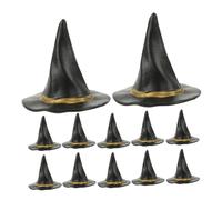 POPETPOP 12 Pièces Ornements d'halloween Petits Chapeaux pour Poupées Miniature Chapeau De Sorcière Déguisement De Sorcière Tout Petit Halloween Enfants Sorcières pour Noir Plastique
