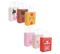 POPETPOP 12 pièces Papier à Thème Animaux Ferme pour Cadeaux Sachets Bonbons Légers et Décoratifs Emballage Fête Anniversaire Garçon Fille