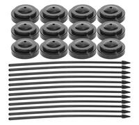 POPETPOP 12 Pièces Support de Drapeau de Bureau Noir en Plastique Rond, Stable et Facile à Transporter, pour Surface Plane et Salle de Réunion