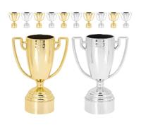 POPETPOP 12 pièces Trophées Mini Plastique pour Garçon Fille Récompenses Éducatives Doré et Argenté pour Activités Maternelle Compétitions et Événements Trophées Jouets Petits Réutilisable