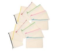 POPETPOP 12pièces Lot de Pochettes Toile Vierge avec Fermeture Éclair pour Ranger Cosmétiques et Maquillage à Customiser Soi-même