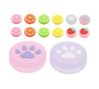 POPETPOP 14pièces Capuchons De Remplacement Silicone Antidérapants Pour Joysticks Accessoires De Jeu Avec Design De Griffe De Chat Et Éléments Lumineux Forme De Fruits