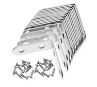 POPETPOP 16 ensembles Équerres de Fixation Métal Robustes avec Vis Inox pour Renfort Meubles Supports Dangle pour Étagères Armoires et Bricolage