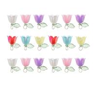POPETPOP 18 Pièces Breloques Fleurs et Petites Perles Fournitures pour Création de Bijoux Floraux Pendentifs et Breloques Forme pour Bracelets et Colliers