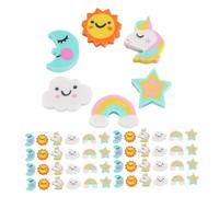 POPETPOP 180 Pièces Mini Erasers For Rainbow Star Moon Clouds Cute Pencil Erasers Party Favors Classroom Rewards School Supplies