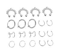 POPETPOP 19pièces Fake Nose Rings Inoxydable Cuffs De Nez Élégants Pour Femmes Bijoux De Mode Pour Fêtes Et Célébrations