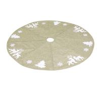 POPETPOP 1pièce Jupe de Sapin de Noël Tissu Épais avec Broderie Festive Cache-Pied Décoratif pour Intérieur Jupe de Noël avec Motifs Flocons et Cerfs Décoration Traditionnelle Élégante
