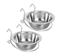 POPETPOP 2 Ensembles Bol Suspendu pour Animaux Acier Inoxydable avec Crochet Résistant et Amovible Gamelle à Fixer sur Cage pour Chiens et Chats
