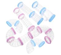 POPETPOP 2 Ensembles Kit de Tunnels pour Hamster DIY de Tubes Durables Connecteurs Transparents pour Extension Cage Hamster Jouets Interactifs pour Petits Rongeurs Couleurs Rose et Bleu