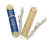 POPETPOP 2 Ensembles Mezuzah Case for Door Metal Scripture Mezuzah Plaque with Scrolls Protective Jewish Home Decor for Indoor Outdoor Use and Housewarming Gift