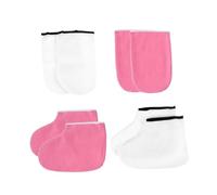 POPETPOP 2 ensembles Mitaines et Bottillons Paraffine pour Soins Spa Mains et Confortables et Durables Lot de Blanc et Rose Anti-callosités et Hydratation Professionnelle