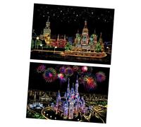 POPETPOP 2 ensembles Papier à Gratter DIY Peinture Nocturne pour Garçon Fille et Adultes Kit Créatif de Dessin Artistique Activité Manuelle pour Développer la Créativité