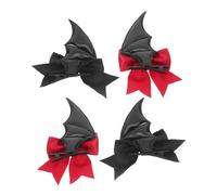 POPETPOP 2 Paires Barrettes Cheveux Halloween Ailes de Chauve-souris et Cornes Démon Accessoires Cosplay Gothiques pour Fête et Déguisement Clips et Résistants Noir et Rouge