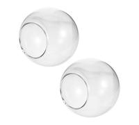 POPETPOP 2 Pièces Abat-jour Verre Rond Transparent Diamètre Globe Lampe Sphère pour Suspension Applique Plafonnier Compatible Fitting Couverture Remplacement pour Luminaire