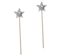 POPETPOP 2 pièces Baguette Fée Étoile Pailletée Argentée Accessoire Garçon Fille pour Fête Anniversaire Jeu Déguisement et Spectacle Décoration Princesse