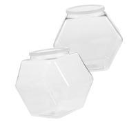 POPETPOP 2 pièces Bocaux à Bonbons Hexagonaux Transparents avec Couvercles Grands Contenants Hermétiques pour Stockage de Snacks et Pâtisseries Pratique et pour Cuisine et Buffet
