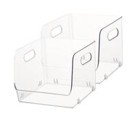 POPETPOP 2 pièces Boîte de Rangement Transparente Empilable pour Bureau Organisateur de Maquillage et Cosmétiques Petit Modèle pour Maison et Bureau
