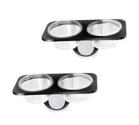 POPETPOP 2 pièces Bol Double pour Reptiles avec Ventouse Stable Accessoire Alimentation et Eau pour Terrarium Coupelle pour Gecko et Lézard Noir