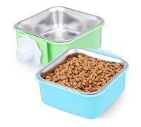 POPETPOP 2 pièces Bol Suspendu pour Chien et Chat en Acier Inoxydable Lot de Bols Colorés Faciles à Résistants et Sécurisés pour Animaux de Compagnie