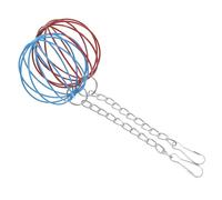 POPETPOP 2 pièces Boule de Nourriture Suspendue pour Lapin et Petits Animaux Balles Fer Résistantes avec Chaîne Longue pour Cage Distributeur Herbe Réutilisable Lot de Rouge Bleu