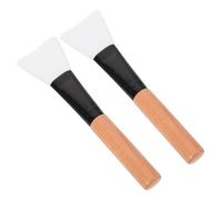 POPETPOP 2 pièces Brosse Applicateur Masque Visage Silicone pour Femmes Manche Ergonomique Bois Doux et Portable pour Application Uniforme de Masque Boueux Outil Beauté Salon Pratique