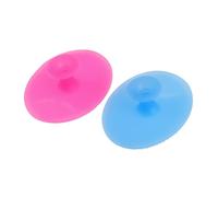 POPETPOP 2 pièces Brosse Visage Silicone Pad Nettoyant Doux Antiadhérent Exfoliant et Masseur Facial pour Peaux Variées Poignée Ergonomique Couleurs Bleu Ciel et Rose Rouge