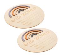 POPETPOP 2 pièces Cartes Étapes Rondes Bois Panneau Annonce Naissance avec Prénom Décor Arc-ciel pour Photo et Souvenir Naissance Couleur Aléatoire Couleur Aléatoire