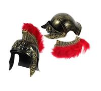 POPETPOP 2 pièces Casque Soldat Romain avec Plumet Rouge Casque Chevalier Grec Plastique Léger pour Adultes et Garçon Fille Accessoire pour Fête et Théâtre