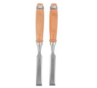 POPETPOP 2 Pièces Ciseau à Bois à Manche en Hêtre Argenté, Lame Forgée en Acier Chrome Vanadium de 24cm, Prise Confortable Rigidité et Flexibilité pour Travaux sur Banc et Mortaise