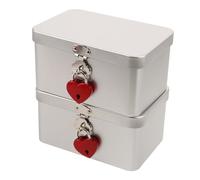POPETPOP 2 Pièces Coffret de Rangement Tôle avec Serrure Boîte Métallique Multifonction pour Bijoux et Souvenirs et Pratique pour Maison et Bureau