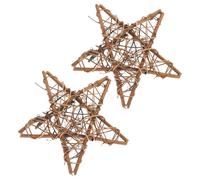 POPETPOP 2 pièces Couronne Étoile Rotin Cadre Vannerie DIY pour Décoration Murale et Fête Anneaux de Guirlande Naturels Résistants pour Porte Salon et Événements