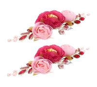 POPETPOP 2 pièces Couronne Fleurs Mariage Vintage avec Perles et Faux Fleurs Serre-tête Léger et Confortable pour Mariées et Demoiselles Honneur Style Ancien Chinois Ethnique