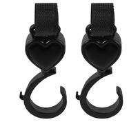 POPETPOP 2 pièces Crochets Poussette Garçon Fille Forme de Cœur Pivotants Accessoires Organisateur avec Forte Capacité de Charge Protection Douce pour Vêtements et Peau pour Courses