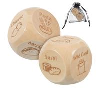 POPETPOP 2 pièces Dés Décision Repas Bois Motifs Nourriture Compact Résistant Choix Repas Ludique Multifonctionnel Famille