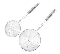 POPETPOP 2 pièces Écumoire Araignée Inox avec Poignée Antidérapante Résistante Chaleur pour Friture et Cuisson Pâtes Passoire Fine pour Éliminer Résidus Alimentaires