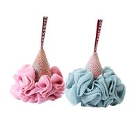 POPETPOP 2 pièces Éponge Loofah Forme Glace Exfoliante pour Corps avec Lanière Suspendue Accessoire Bain Doux pour Peau Lot de Rose Bleu