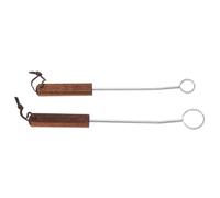 POPETPOP 2 Pièces Extracteur de Poumons de Volaille à Manche Bois | Deux Grattoirs de Tailles Différentes, Corde Intégrée, Nettoyage des Cavités de Poulet et Caille, Usage Pratique à Ferme