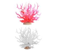 POPETPOP 2 Pièces Figurines de Plantes sous-Marines en Résine pour Aquarium, Décoration Artificielle Corail Blanc et Rose, Design Branche de Corail, Facile à Nettoyer pour Aquascaping