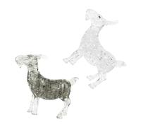 POPETPOP 2 pièces Figurines Puzzle Chèvre Imitation Cristal Décor Bureau Moderne Gris Transparent Petite Statue Animal Décoration Intérieure