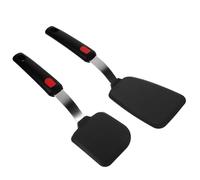 POPETPOP 2 pièces Lot de Spatules Silicone pour Cuisine Ustensiles Antiadhésifs Résistants Chaleur Spatules Polyvalentes pour Crêpes Teppanyaki et Cuisson avec Noyau Acier Inoxydable