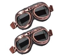 POPETPOP 2 Pièces Lunettes de Protection Vintage Design en PC avec Sangle Ajustable, Lunettes Coupe-vent pour Motards Hommes en Quad et Off Roading