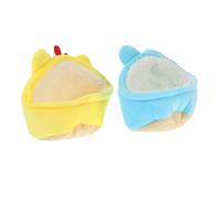 POPETPOP 2 pièces Maison pour Hamster et Petit Animal Nid Douillet Chaud et Confortable Lot de Bleu et Jaune pour Hiver Couchage Doux et Isolant pour Hamster Écureuil Furet et Autres