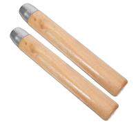 POPETPOP 2 Pièces Manche de Lime en Bois Rond Ergonomique, 6,7 Pouces, avec Collier Métallique, Trou Central 8mm, pour Travaux du Bois et Projets Artisanaux