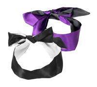 POPETPOP 2 pièces Masque Sommeil Satin Léger et Pratique Cache-yeux Occultant Portable pour Voyage Sieste Ajustable Noir Noir Blanc