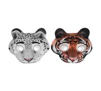 POPETPOP 2 Pièces Masques Animaux Demi-visage Halloween Motifs Tigre et Léopard Masque Décoratif Léger et Confortable pour Cosplay Fête Carnaval Anniversaire
