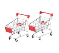 POPETPOP 2 pièces Mini Chariot de Courses Petit Modèle Caddie Miniature Rouge Set pour Rangement et Jeu Dimitation