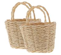 POPETPOP 2 pièces Mini Paniers Tissés Micro Décoratifs Paniers Miniatures pour Rangement et Décor Accessoires Photo et pour Amateurs