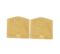 POPETPOP 2 pièces Modèle Pyramide Décorative Rétro Résine Lot de Figurines Pyramidales Dorées Décoration Vintage pour Bureau et Maison Ornement Élégant et Polyvalent