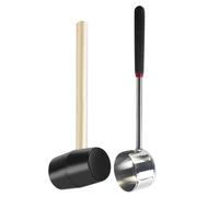 POPETPOP 2 pièces Ouvre-noix en acier inoxydable marteau caoutchouc avec manche en bois outil robuste et sécurisé pour ouvrir facilement les noix tropicales
